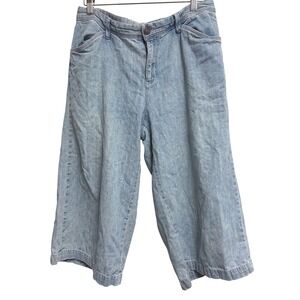 Bill Blass Vintage High Rise Wide Leg Denim Gaucho Culotte Pants Light Wash  10